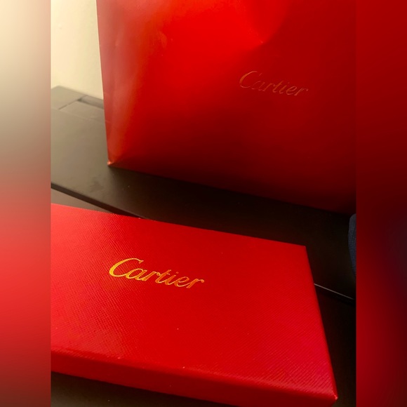 NEW Vintage Authentic Cartier Glasses Case Pouch Bordeaux Leather W Box & Bag main image 1
